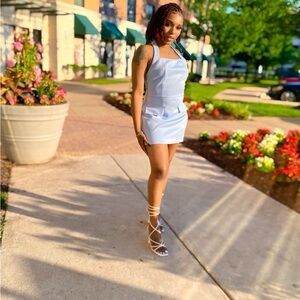 Stylish Light Blue Mini Dress